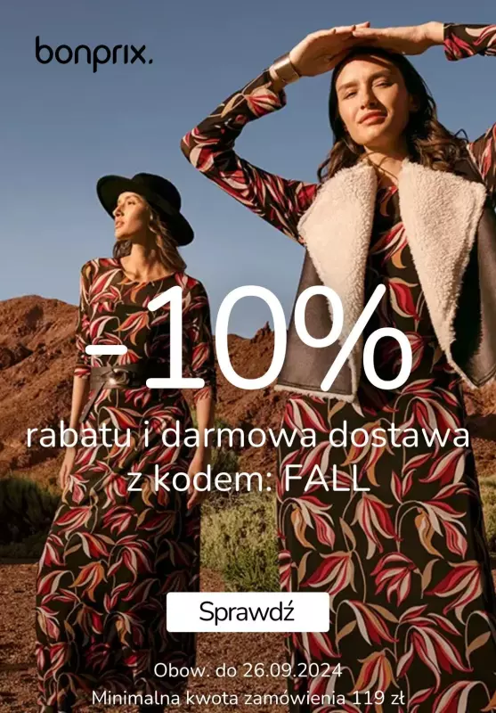 BEST SALE - gazetka promocyjna bonprix | 10% rabatu + dostawa 0 zł z kodem od wtorku 24.09 do czwartku 26.09