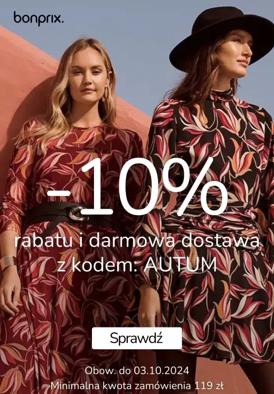 BEST SALE - gazetka promocyjna Bonprix | 10% rabatu + dostawa 0 zł z kodem od poniedziałku 30.09 do czwartku 03.10