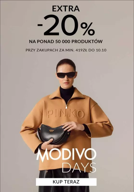 BEST SALE - gazetka promocyjna Modivo | EXTRA -20% na wybrane produkty przy zakupach za min. 419 zł od wtorku 08.10 do czwartku 10.10