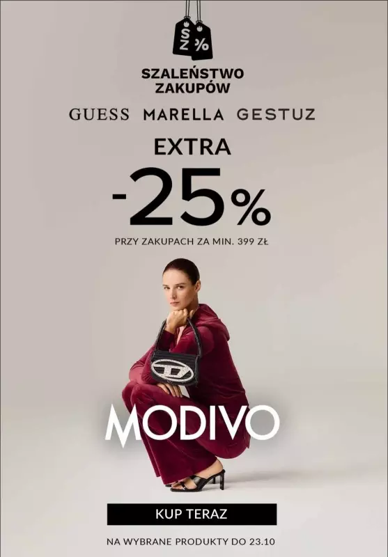 BEST SALE - gazetka promocyjna Modivo | Extra -25% na wybrane produkty przy zakupie za min. 399 zł od czwartku 17.10 do środy 23.10