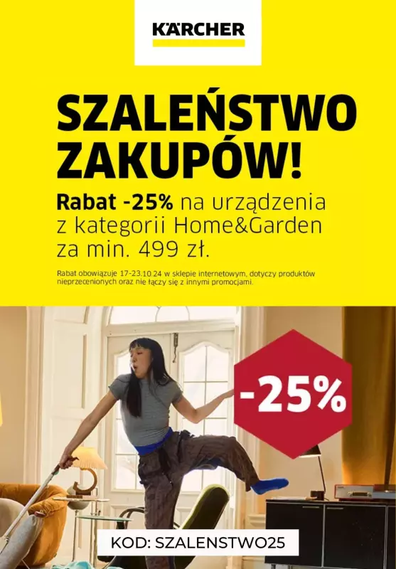 BEST SALE - gazetka promocyjna Karcher | -25% na zakupy za min. 499 zł od czwartku 17.10 do środy 23.10