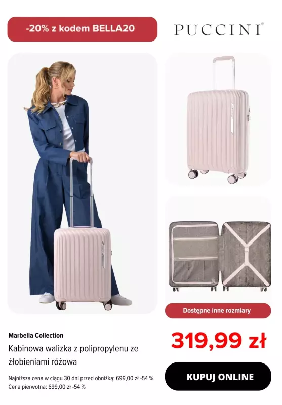 BEST SALE - gazetka promocyjna Puccini | Extra rabat -20% walizki Marbella od środy 23.10 do niedzieli 03.11 - strona 5