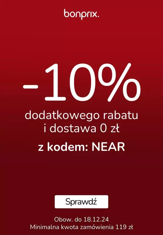 BEST SALE - gazetka promocyjna bonprix | -10% dodatkowego rabatu z kodem od czwartku 12.12 do środy 18.12