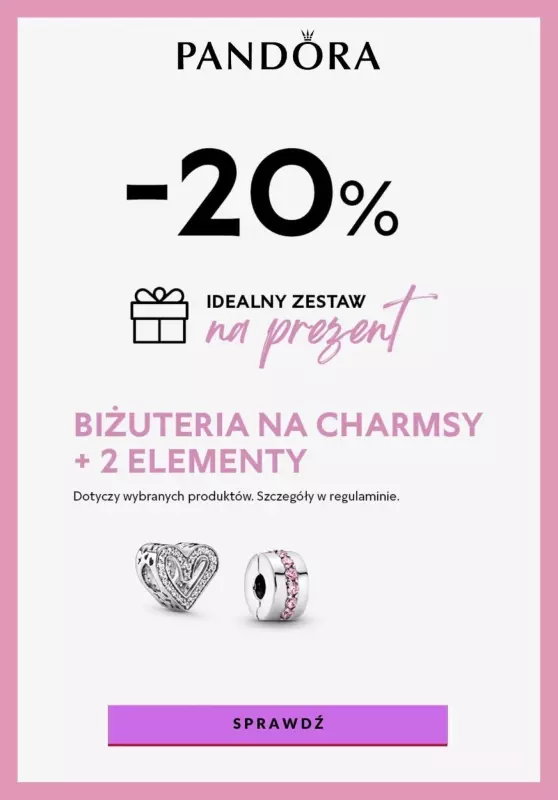 BEST SALE - gazetka promocyjna Pandora | -20% biżuteria na charmsy + dwa elementy od wtorku 31.12 