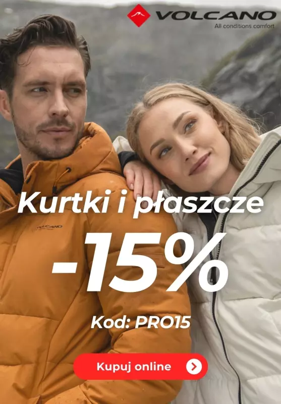 BEST SALE - gazetka promocyjna Volcano | -15% na Kurtki i płaszcze z KODEM od piątku 17.01 do niedzieli 26.01