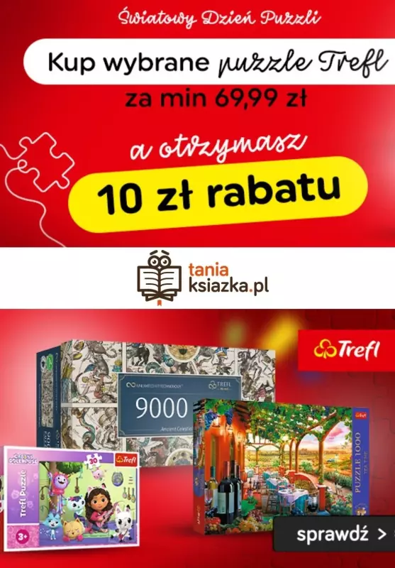 BEST SALE - gazetka promocyjna Tania książka | -10 zł na wybrane puzzle Trefl za min. 69,99 zł od środy 29.01 do środy 29.01