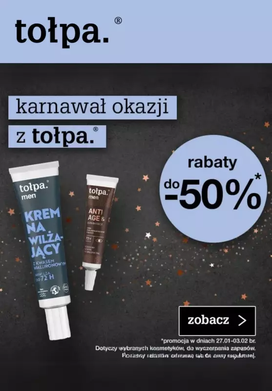 BEST SALE - gazetka promocyjna Tołpa | Karnawał okazji do -50% od środy 29.01 do poniedziałku 03.02