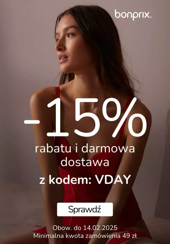 BEST SALE - gazetka promocyjna bonprix | Przedłużona promocja -15% od środy 12.02 do piątku 14.02