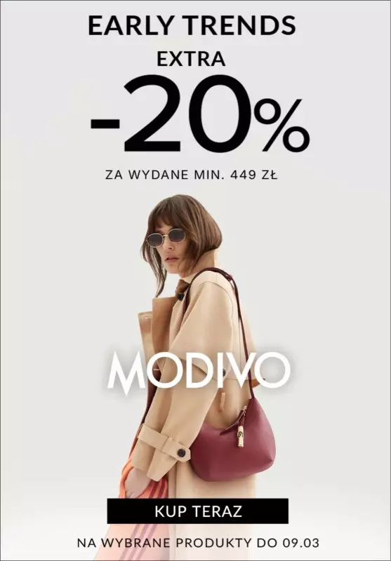 BEST SALE - gazetka promocyjna Modivo | Extra -20% na wybrane produkty przy zakupach za min. 449 zł od czwartku 27.02 do niedzieli 09.03