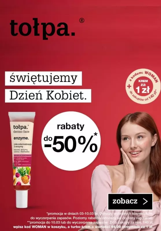 BEST SALE - gazetka promocyjna Tołpa | Rabaty do -50% od poniedziałku 03.03 do poniedziałku 10.03