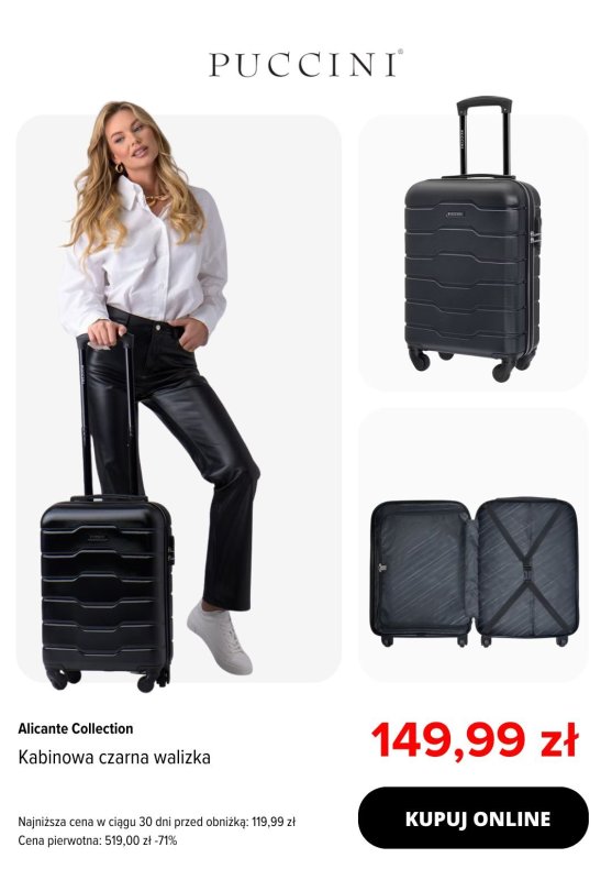 BEST SALE - gazetka promocyjna Puccini | Do -70% na walizki kabinowe od piątku 27.06  - strona 3