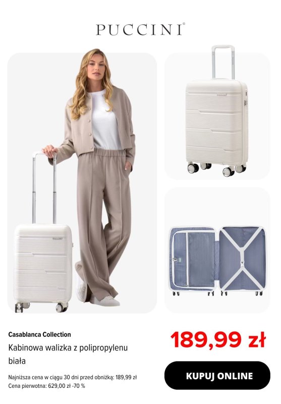 BEST SALE - gazetka promocyjna Puccini | Do -70% na walizki kabinowe od piątku 27.06  - strona 4
