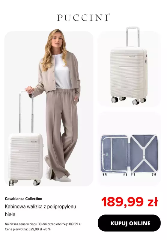 BEST SALE - gazetka promocyjna Puccini | Do -70% na walizki kabinowe od piątku 27.06  - strona 4