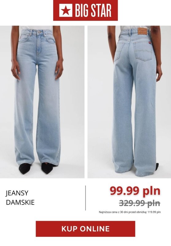 BEST SALE - gazetka promocyjna Big Star | Do -69% na jeansy damskie od czwartku 11.09  - strona 9