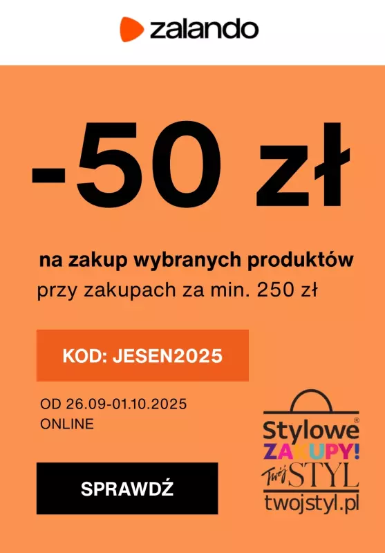 BEST SALE - gazetka promocyjna Zalando | -50 zł przy zakupach za min. 250 zł od piątku 26.09 do środy 01.10