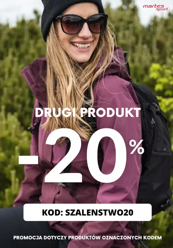 BEST SALE - gazetka promocyjna Martes Sport | -20% na drugi, oznaczony kodem produkt  
