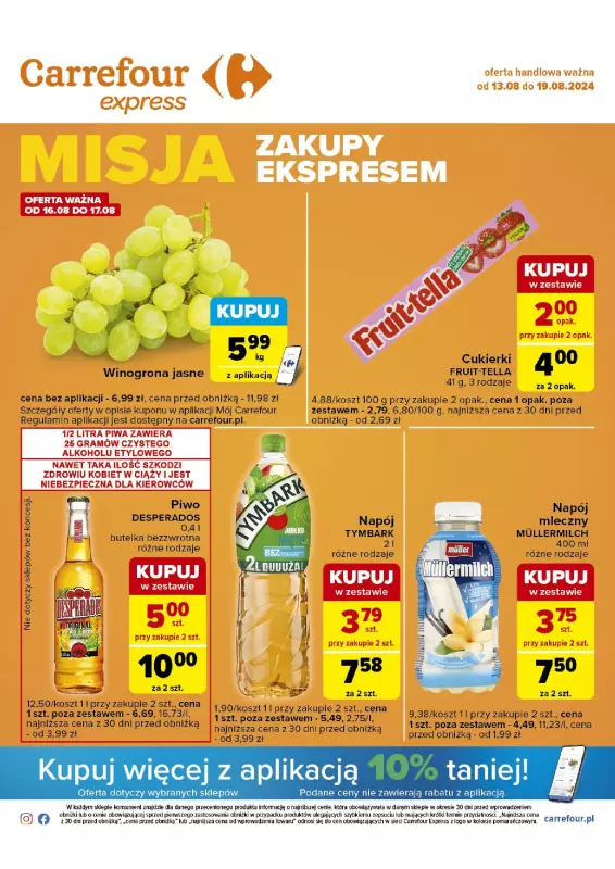 Carrefour Express - gazetka promocyjna Gazetka Express od wtorku 13.08 do poniedziałku 19.08