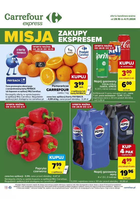 Carrefour Express - gazetka promocyjna Gazetka Express od wtorku 29.10 do poniedziałku 04.11