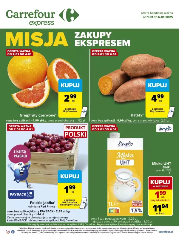 Carrefour Express - gazetka promocyjna Gazetka Express od środy 01.01 do poniedziałku 06.01