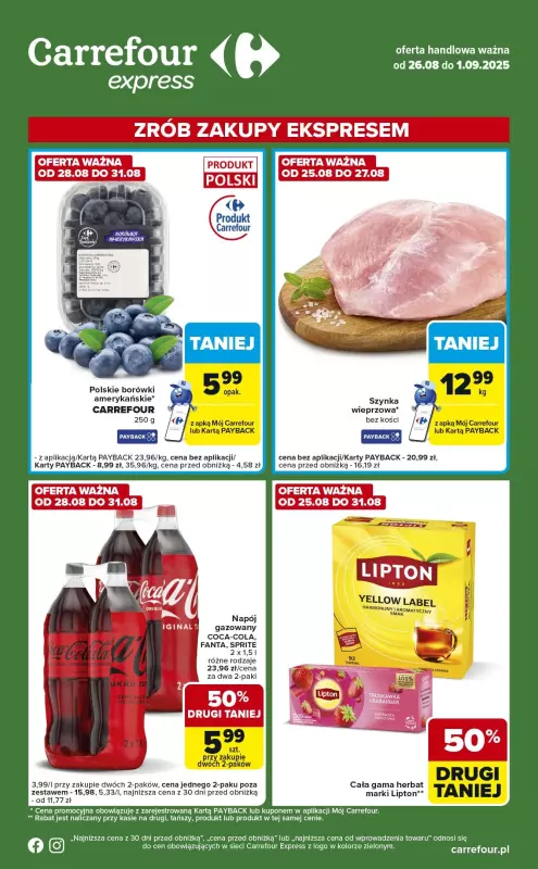 Carrefour Express - gazetka promocyjna Gazetka Express od wtorku 26.08 do poniedziałku 01.09