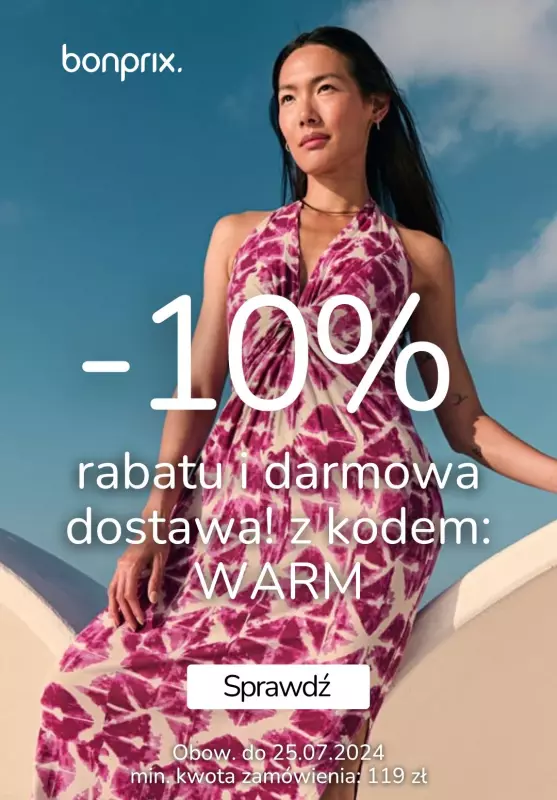 bonprix - gazetka promocyjna -10% rabatu i darmowa dostawa z kodem od wtorku 23.07 do czwartku 25.07