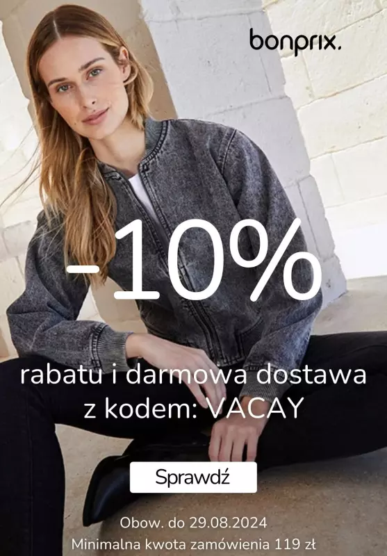 bonprix - gazetka promocyjna -10% i darmowa dostawa z kodem od poniedziałku 26.08 do czwartku 29.08