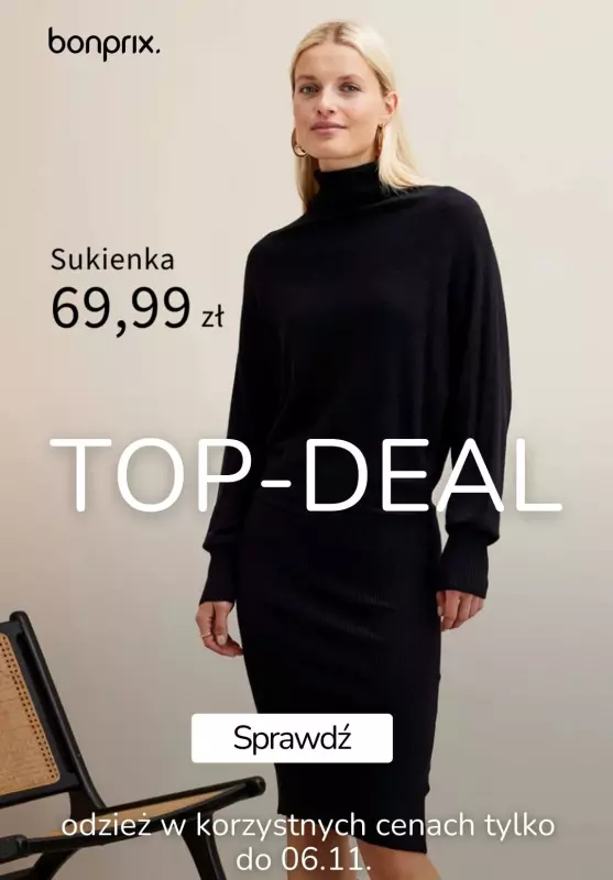 bonprix - gazetka promocyjna TOP-DEAL sukienki dzianinowe od piątku 01.11 do środy 06.11