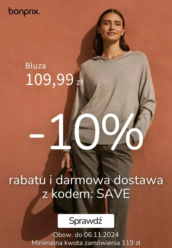 bonprix - gazetka promocyjna -10% i darmowa dostawa z kodem od poniedziałku 04.11 do środy 06.11