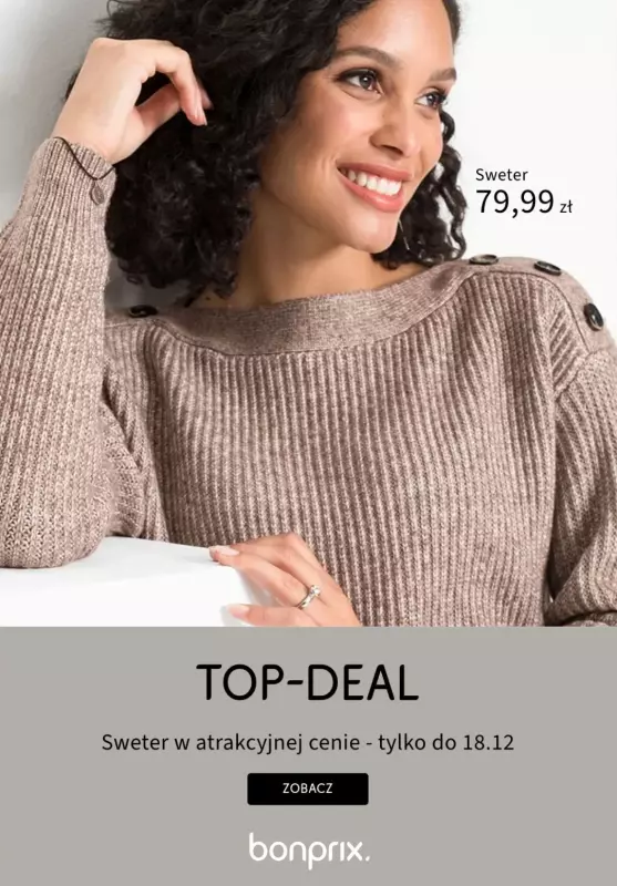 bonprix - gazetka promocyjna TOP-DEAL: sweter od poniedziałku 16.12 do środy 18.12