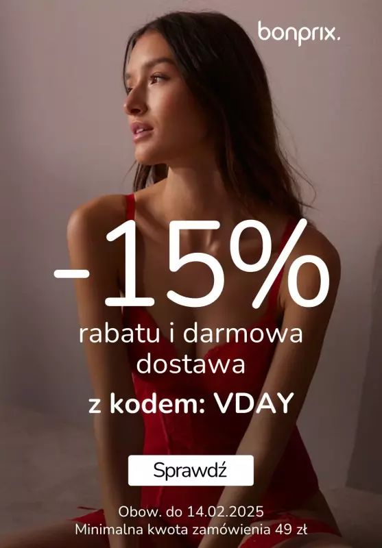 bonprix - gazetka promocyjna Przedłużona promocja -15% od środy 12.02 do piątku 14.02