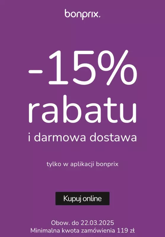 bonprix - gazetka promocyjna Promocja w aplikacji bonprix od piątku 21.03 do soboty 22.03