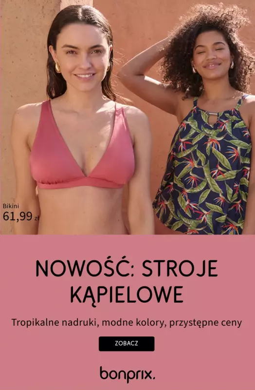 bonprix - gazetka promocyjna Stroje kąpielowe - nowość od poniedziałku 12.05 do niedzieli 18.05