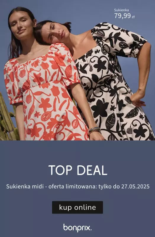 bonprix - gazetka promocyjna Top deal - ubrania w okazyjnej cenie przez ograniczony czas od piątku 23.05 do wtorku 27.05