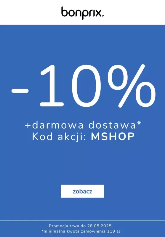 bonprix - gazetka promocyjna -10% z KODEM + darmowa dostawa  