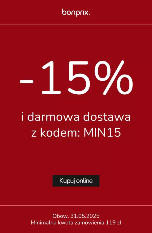 bonprix - gazetka promocyjna -15% z kodem  