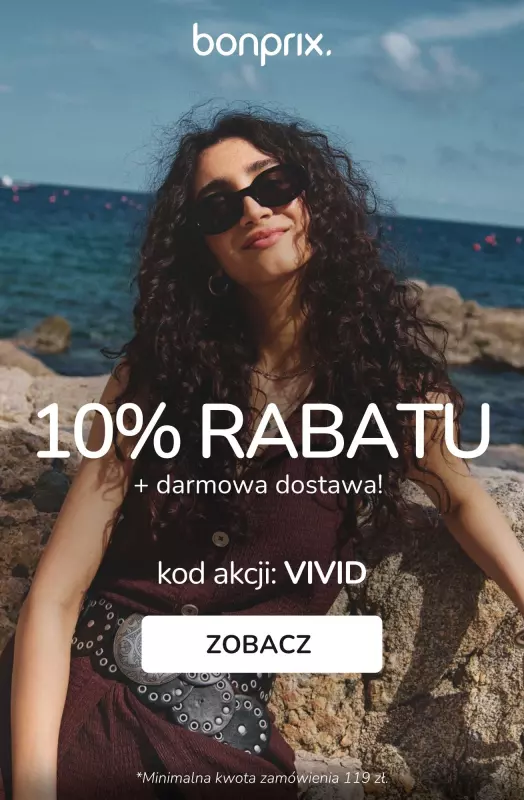 bonprix - gazetka promocyjna 10% rabatu + darmowa dostawa z KODEM! od poniedziałku 28.07 do wtorku 29.07