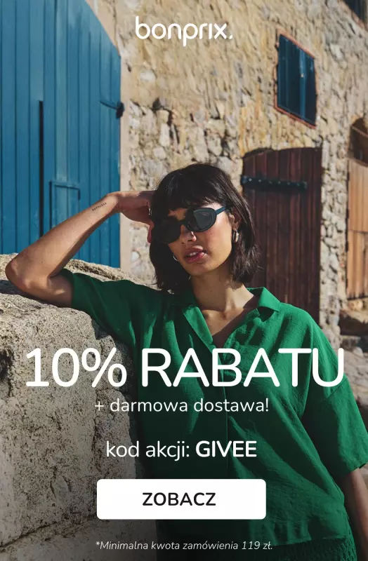 bonprix - gazetka promocyjna 10% rabatu + darmowa dostawa z KODEM! od poniedziałku 11.08 do wtorku 12.08