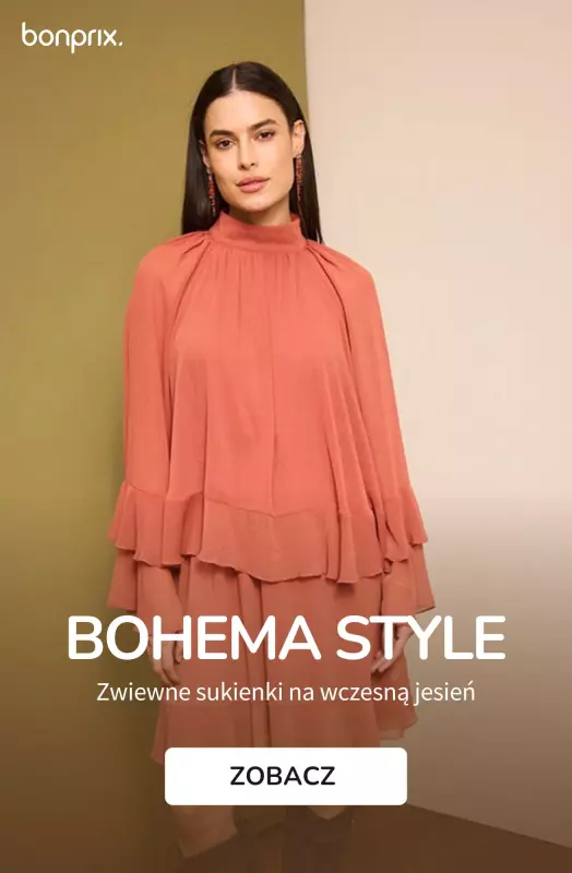 bonprix - gazetka promocyjna BOHEMA STYLE - zwiewne sukienki na wczesną jesień  do środy 03.09