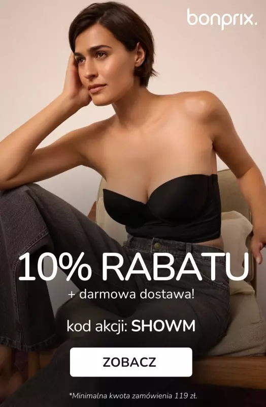 bonprix - gazetka promocyjna 10% rabatu + darmowa dostawa z KODEM! od środy 10.09 do czwartku 11.09