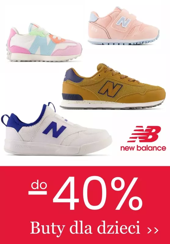 New Balance - gazetka promocyjna Do -40% buty dla dzieci i niemowląt od niedzieli 28.04 do soboty 04.05