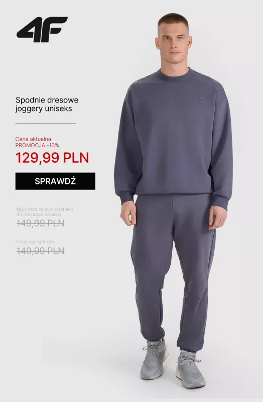 4F - gazetka promocyjna Do -30% na bluzy i spodnie męskie! od poniedziałku 14.04  - strona 9