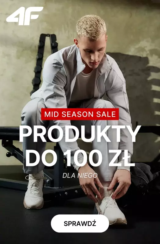 4F - gazetka promocyjna Produkty z wyprzedaży do 100 zł – Dla Niego od poniedziałku 19.05 