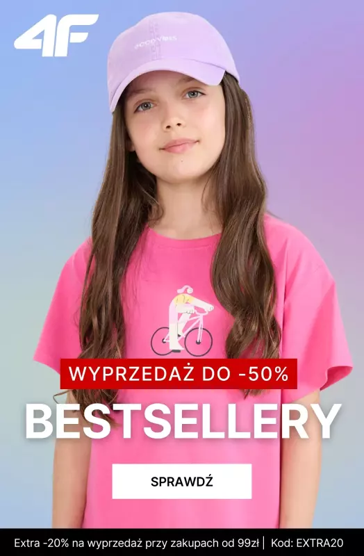4F - gazetka promocyjna BESTSELLERY dziecięce na wyprzedaży – od 19,99 zł od środy 30.07 