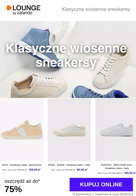 Lounge by Zalando - gazetka promocyjna Do -75% Klasyczne wiosenne sneakersy  