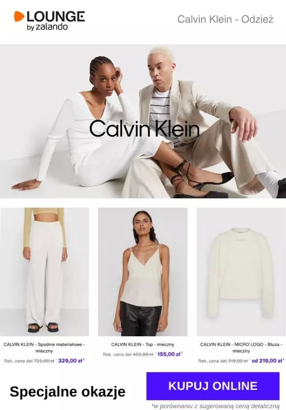 Lounge by Zalando - gazetka promocyjna Specjalne okazje Calvin Klein: odzież, obuwie i akcesoria... SPRAWDŹ od wtorku 30.04 do czwartku 02.05