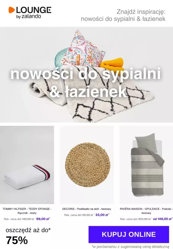 Lounge by Zalando - gazetka promocyjna Do -75% nowości do sypialni & łazienek  