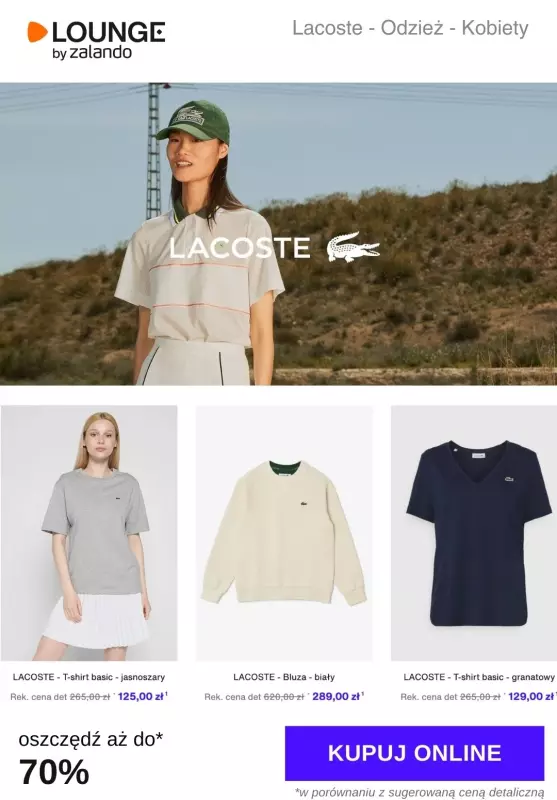 Lounge by Zalando - gazetka promocyjna Do -70%  Lacoste - Odzież - Kobiety  