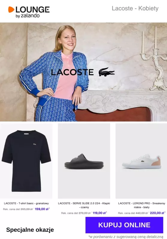 Lounge by Zalando - gazetka promocyjna Specjalne okazje: Lacoste od czwartku 28.11 do niedzieli 01.12