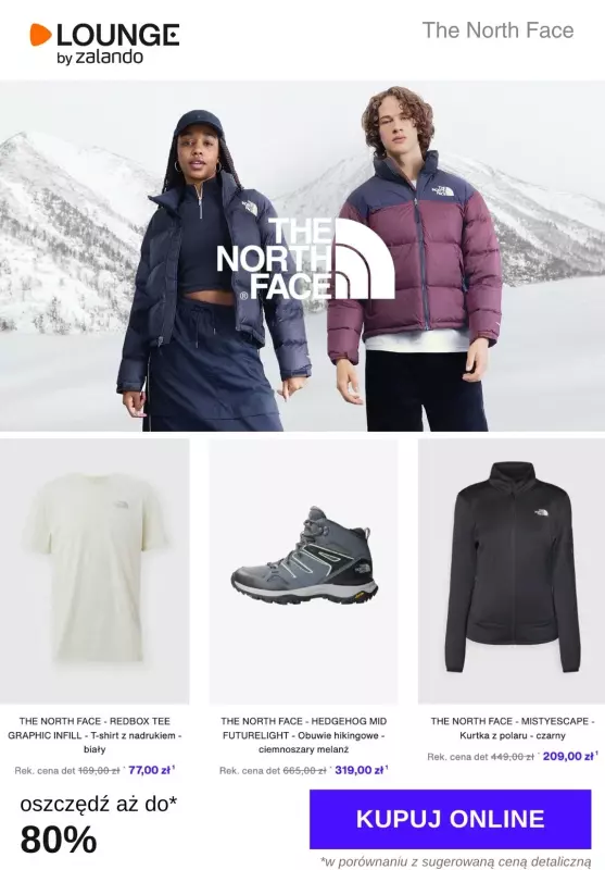 Lounge by Zalando - gazetka promocyjna Do -80% The North Face od wtorku 07.01 do piątku 10.01