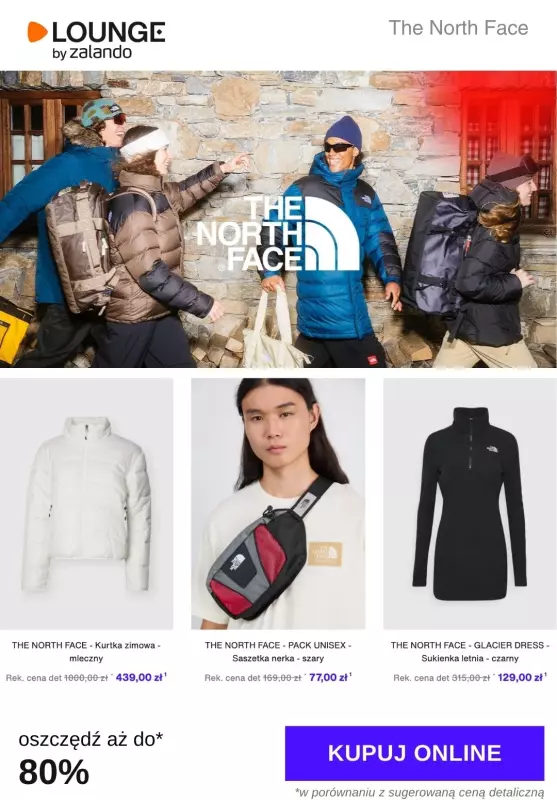 Lounge by Zalando - gazetka promocyjna Do -80% na markę The North Face od środy 29.01 do soboty 01.02